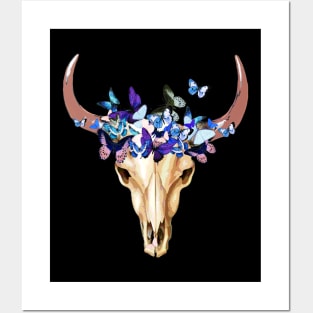 Cow skull floral 9 Posters and Art